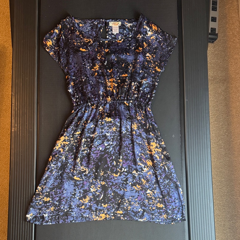 Stylish Women's Mini Dress - Blue and Orange